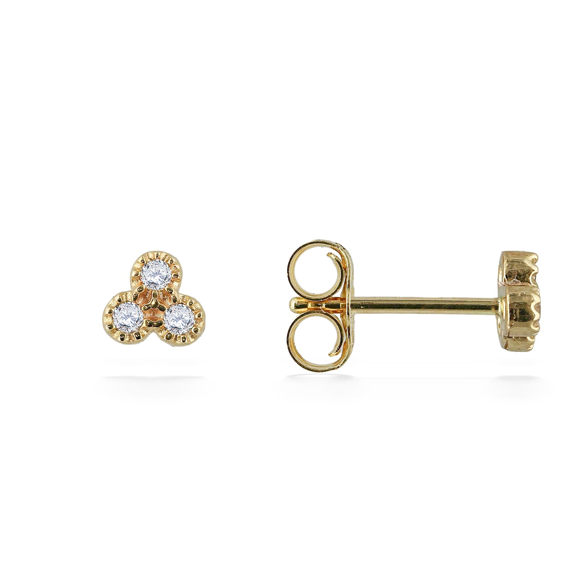 44654 - 14K Yellow Gold - Diamond Cluster Stud Earrings