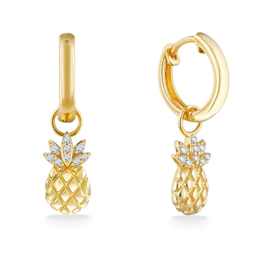 44670 - 14K Yellow Gold - Pineapple Hooplet Earrings
