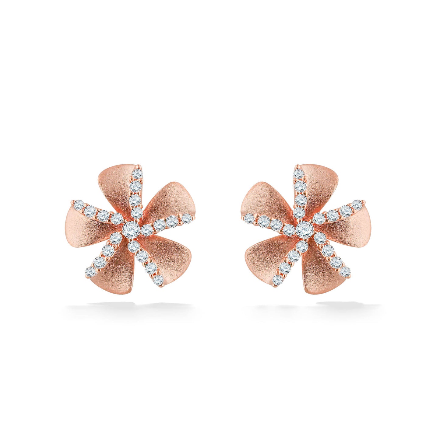 44687 - 14K Rose Gold - Plumeria Stud Earrings