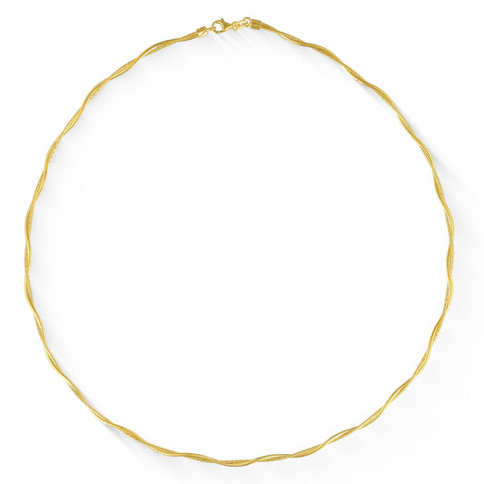 773227 - 14K Yellow Gold - 20" Twisted Diamond Cut Omega Necklace