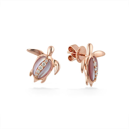 44549 - 14K Rose Gold - Honu Stud Earrings