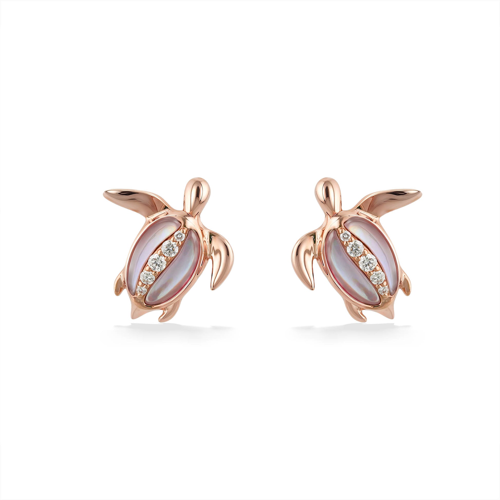 44549 - 14K Rose Gold - Honu Stud Earrings