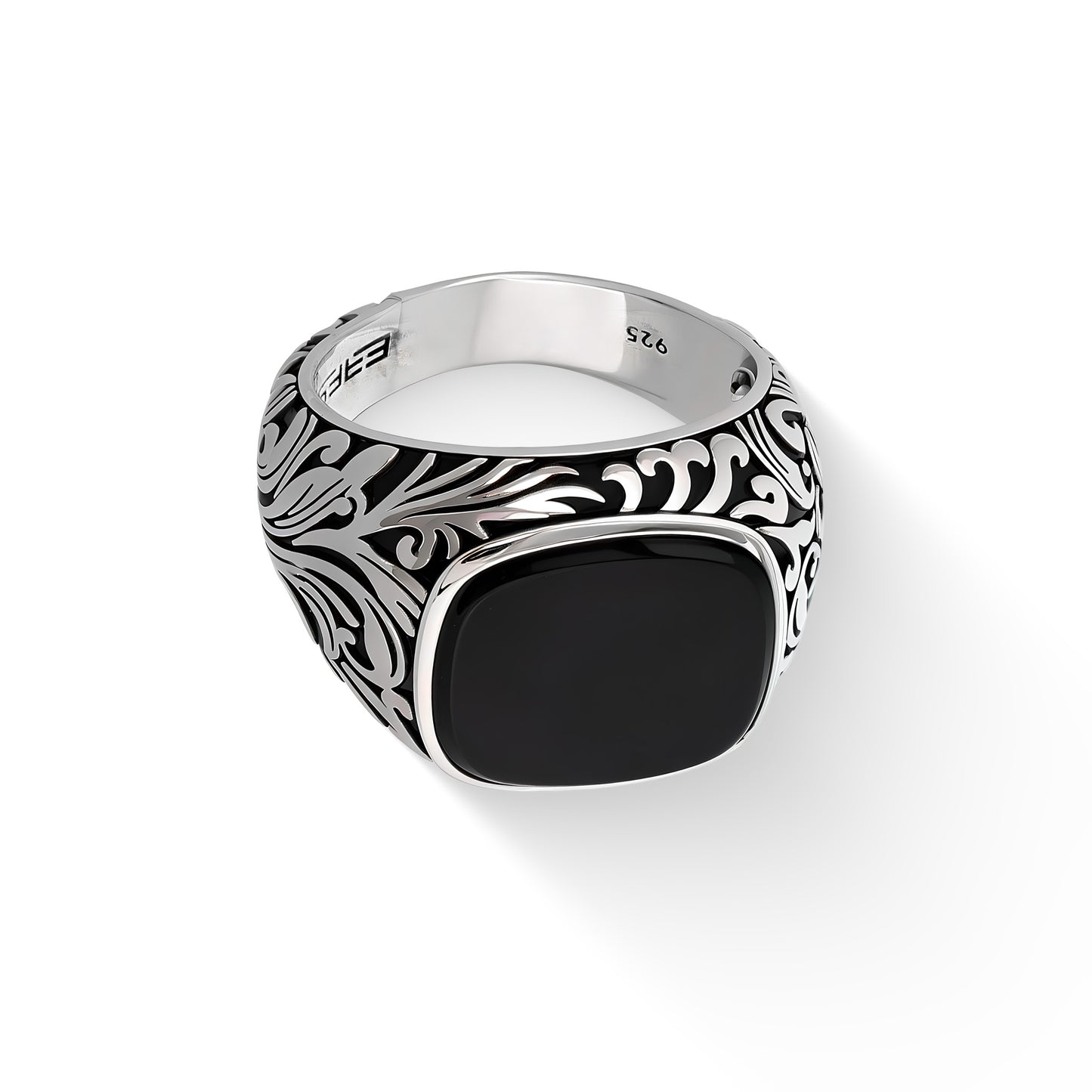 773266 - Sterling Silver - Effy Onyx Signet Scroll Ring 