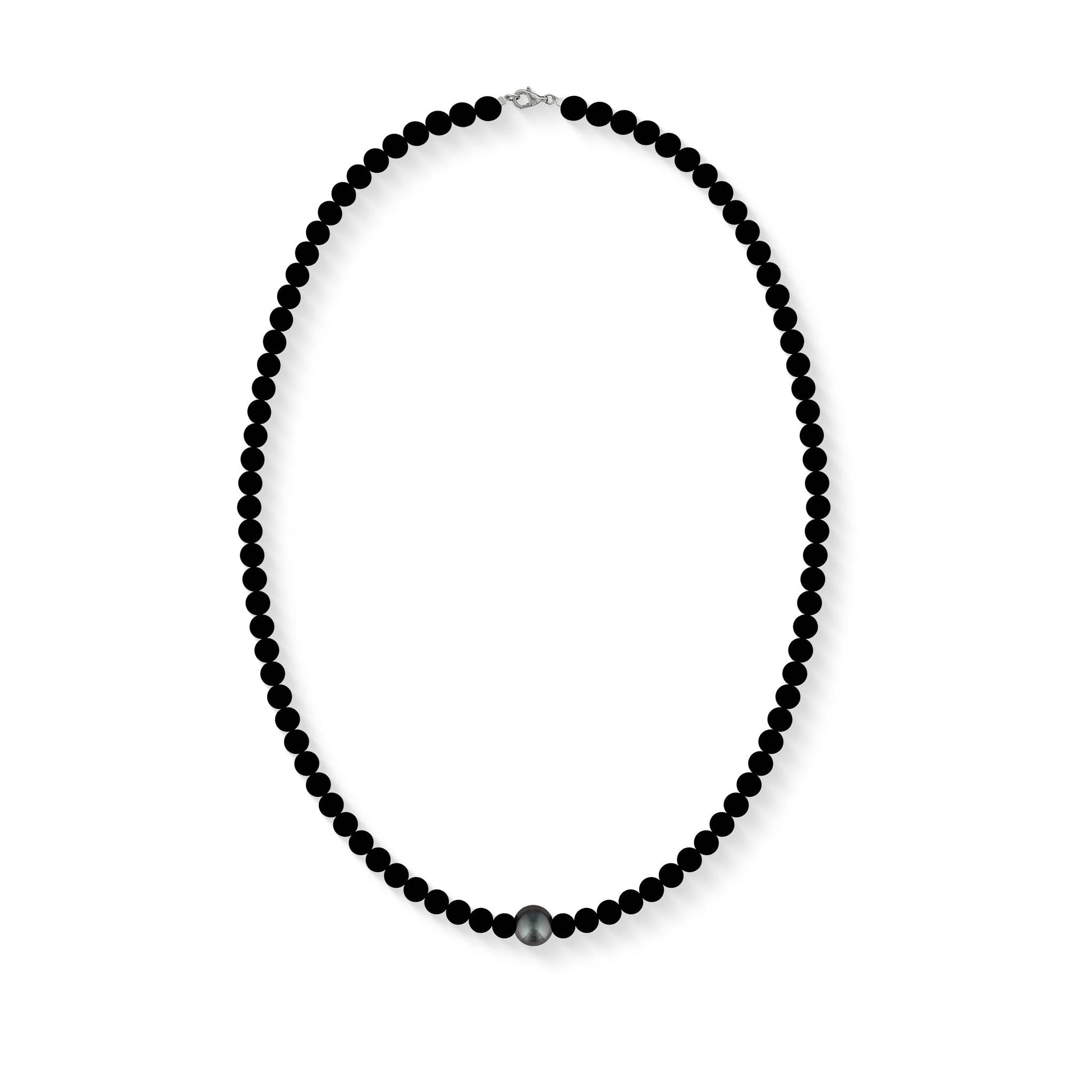 773274 - Sterling Silver - Effy Tahitian Pearl and Onyx Bead Necklace