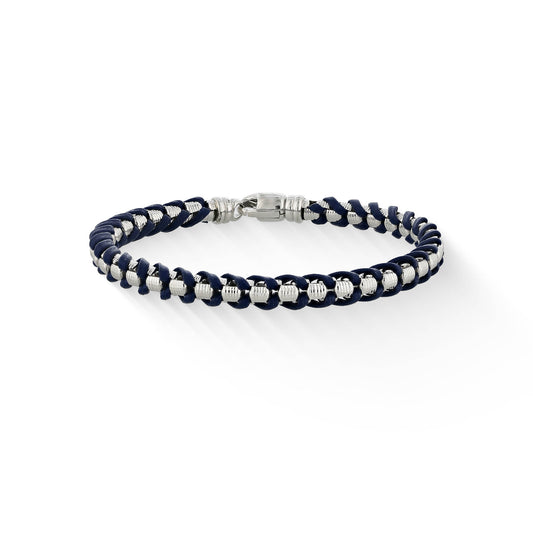 773278 - Sterling Silver - Effy Blue Cord Weave Bracelet
