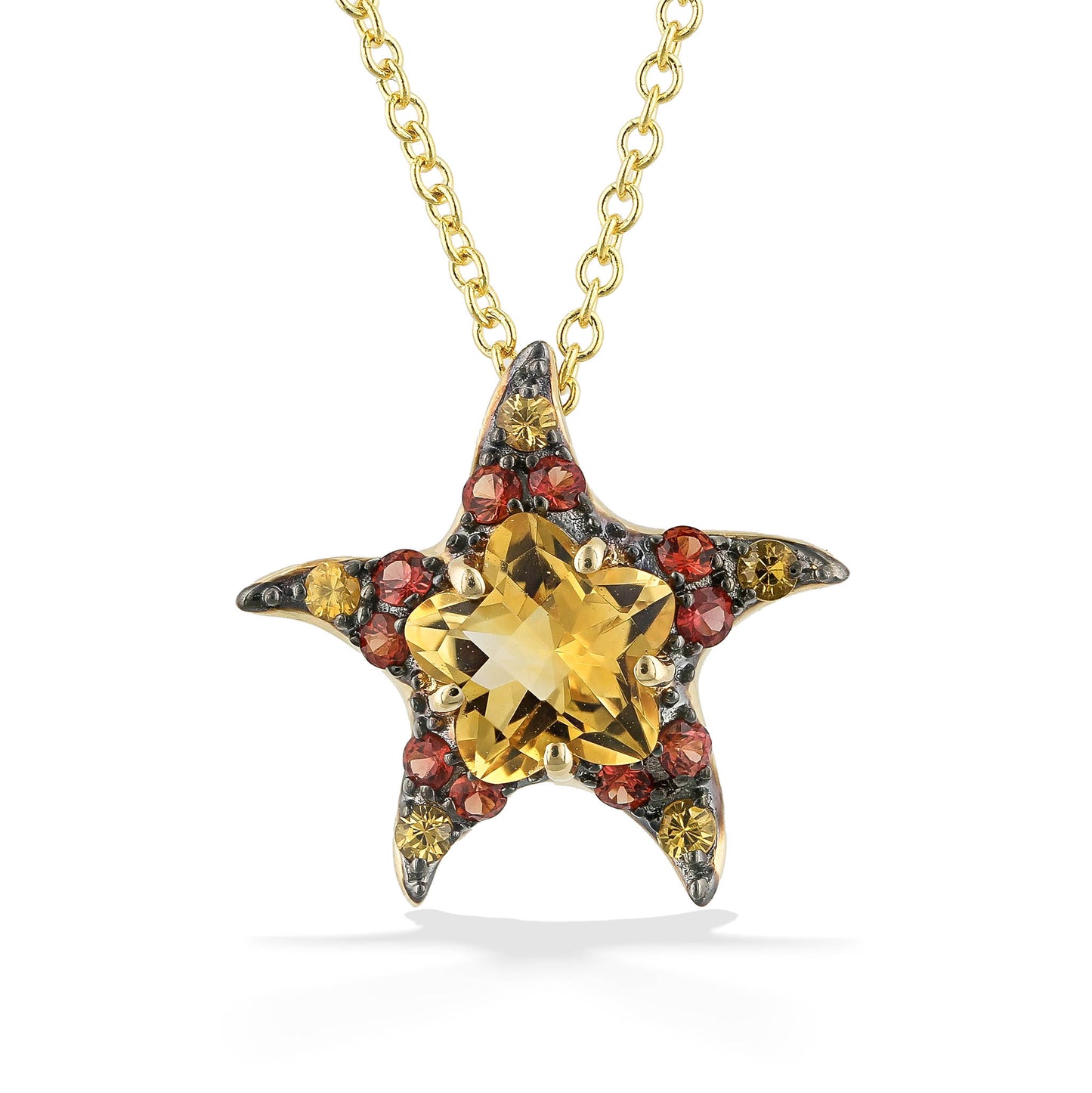 773300 - 14K Yellow Gold - Effy Citrine and Orange Sapphire Starfish Pendant