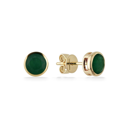 773305 - 14K Yellow Gold - Effy Emerald Bezel Stud Earrings