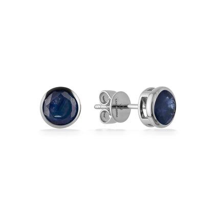 773308 - 14K White Gold - Effy Blue Sapphire Bezel Stud Earrings