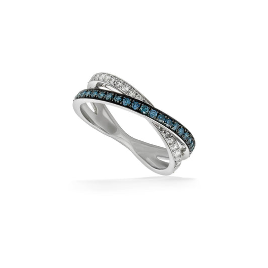 773329 - 14K White Gold - Effy Blue and White Diamonds Overpass Ring