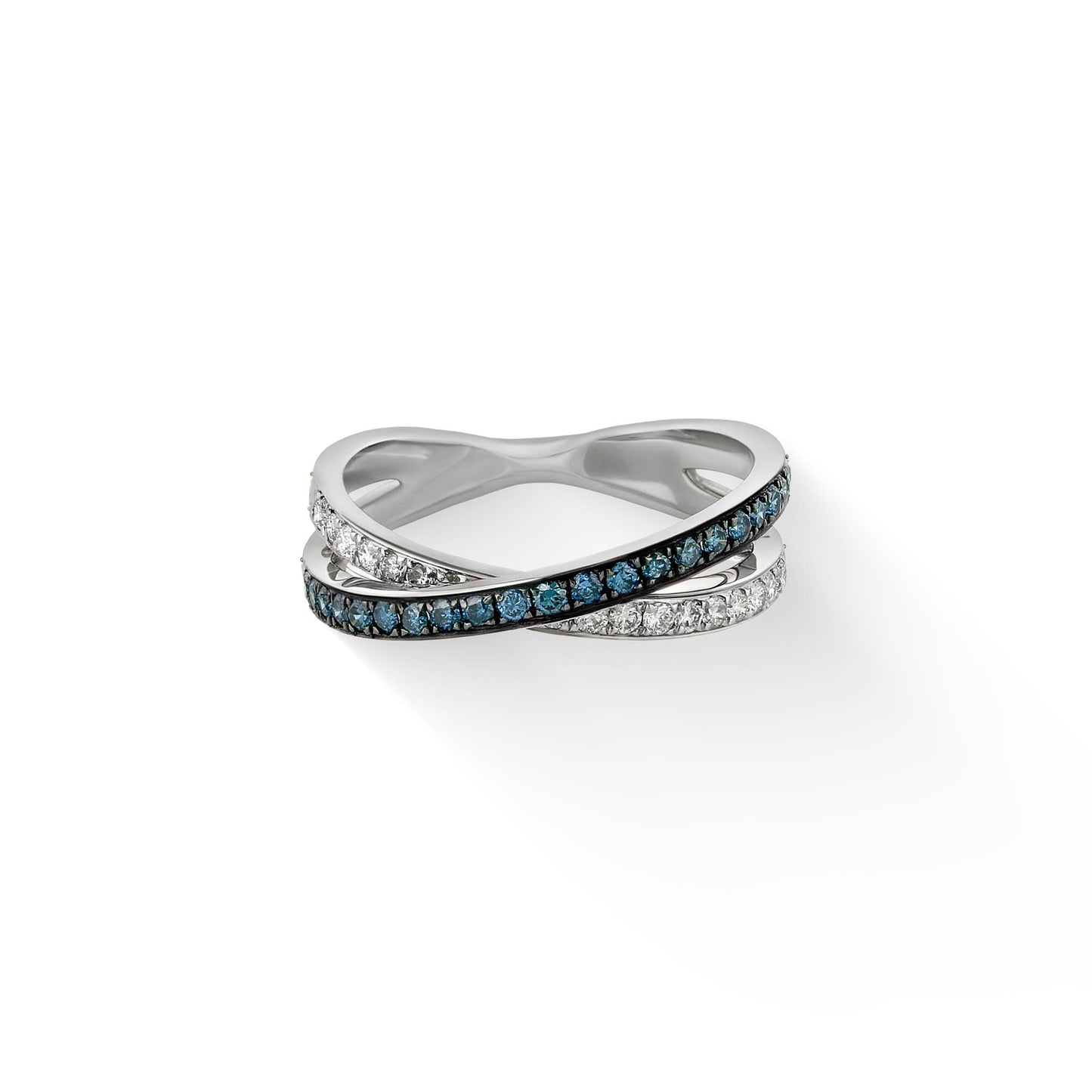 773329 - 14K White Gold - Effy Blue and White Diamonds Overpass Ring