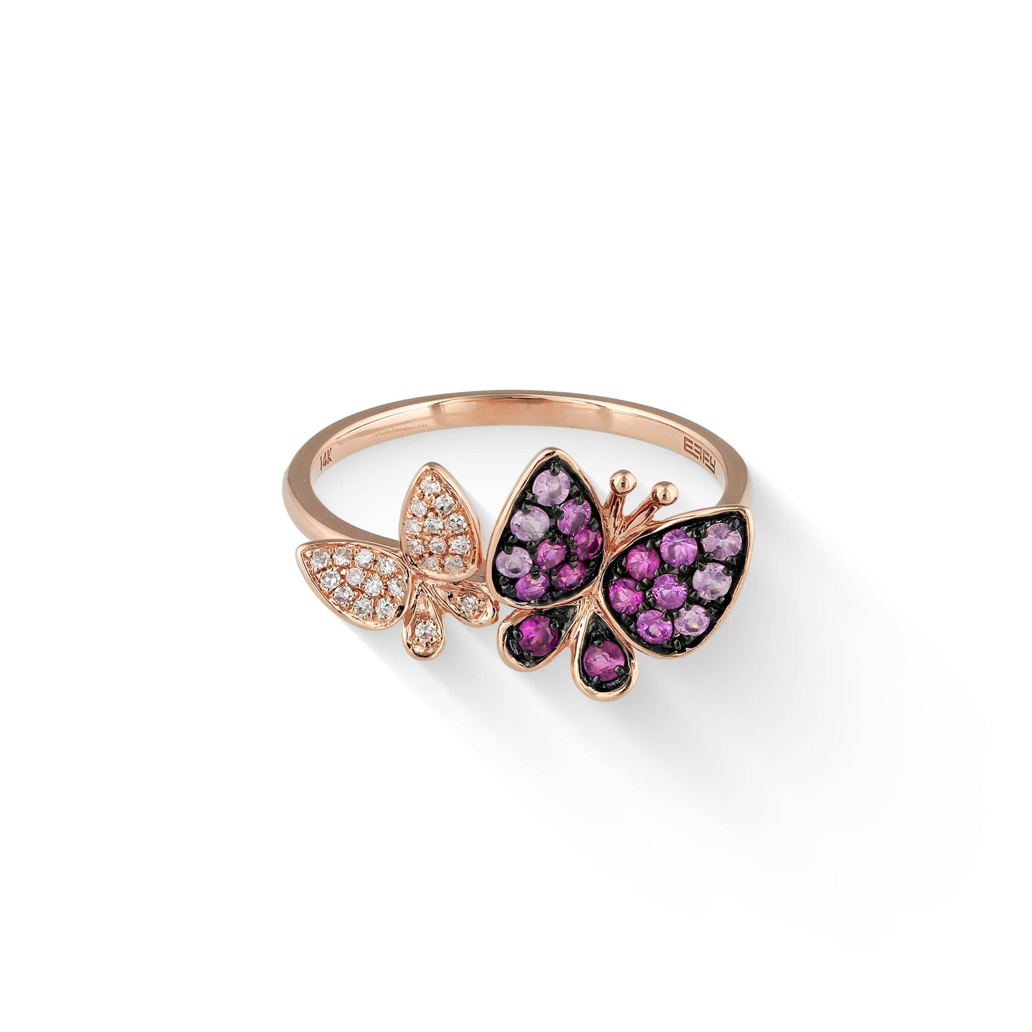 773330 - 14K Rose Gold - Effy Pink Sapphire Butterfly Ring 