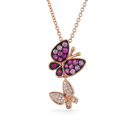 773332 - 14K Rose Gold - Effy Pink Sapphire Butterfly Pendant