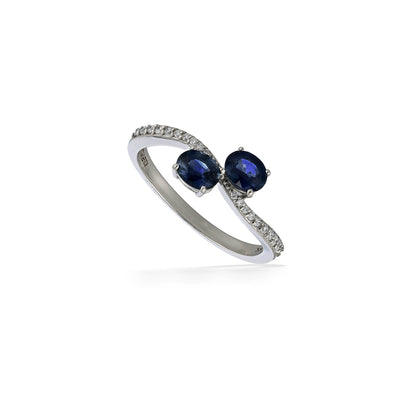 773333 - 14K White Gold - Effy Blue Sapphire 2-Stone Ring