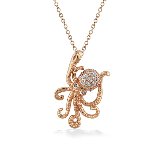 773351 - 14K Rose Gold - Effy Diamond Octopus Pendant