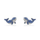 773362 - 14K White Gold - Effy Blue Sappire Whale Stud Earrings