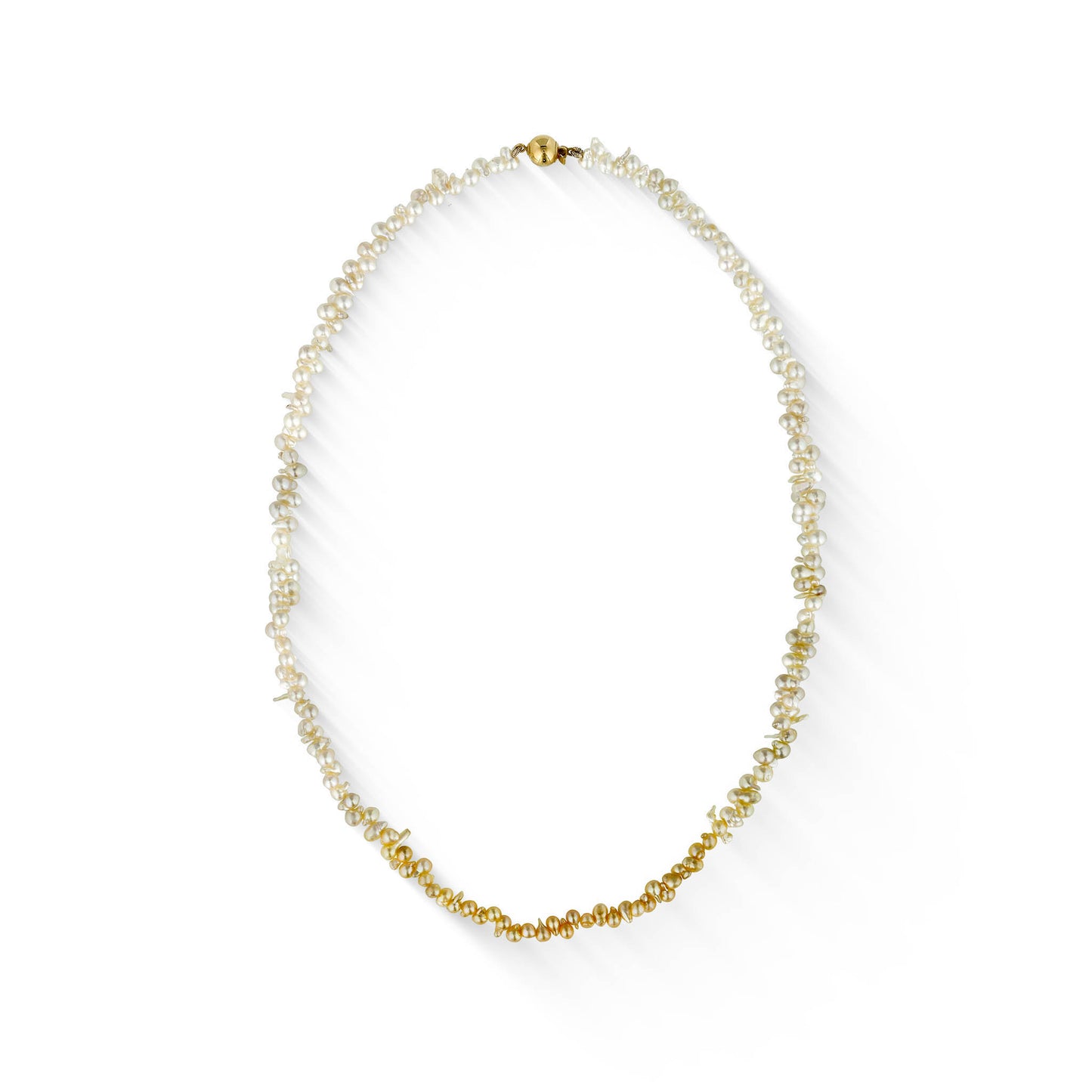 773466 - 14K Yellow Gold - White and Gold Akoya Pearl Cleopatra Necklace