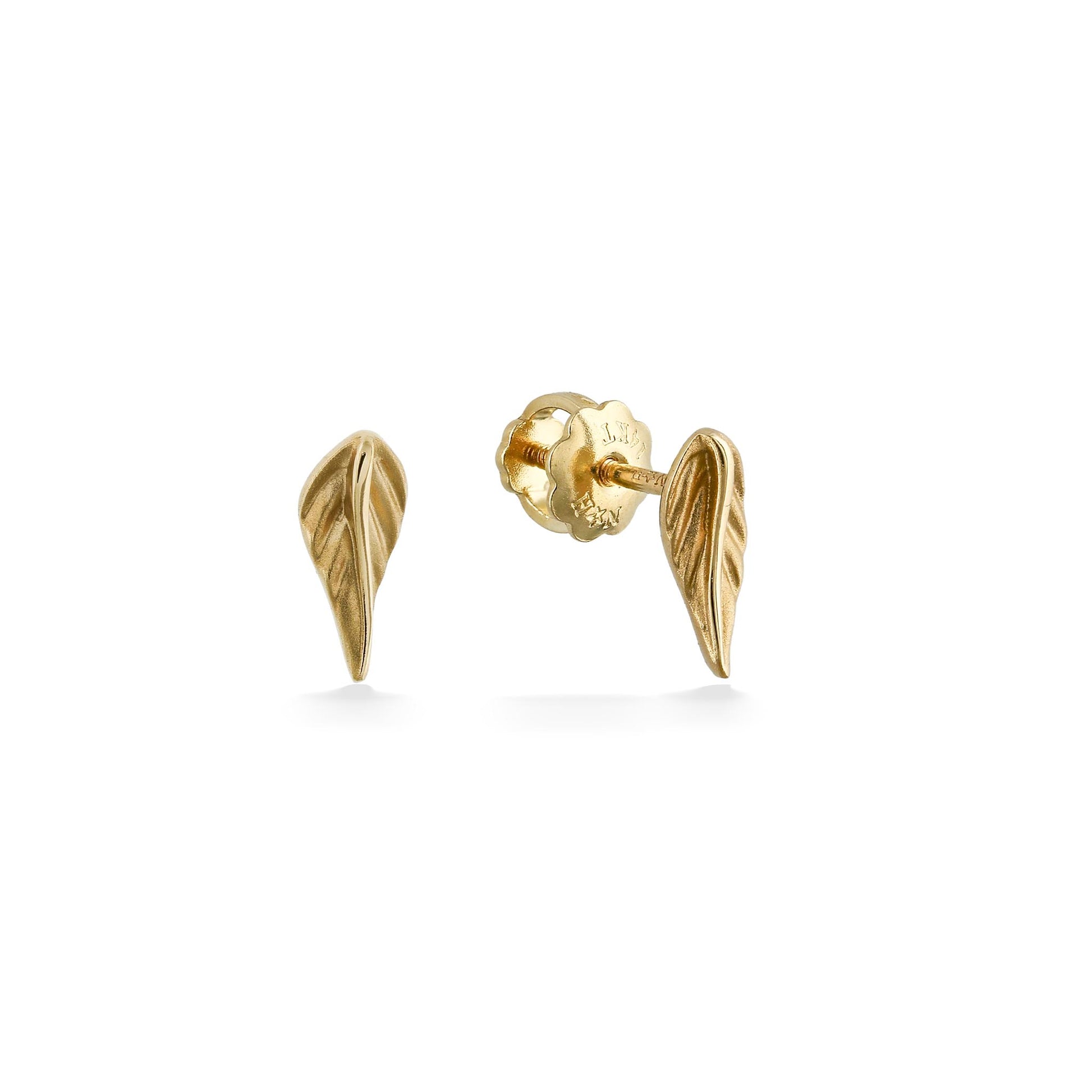 44756 - 14K Yellow Gold - Na Keiki (Children's) Maile Leaf Stud Earrings