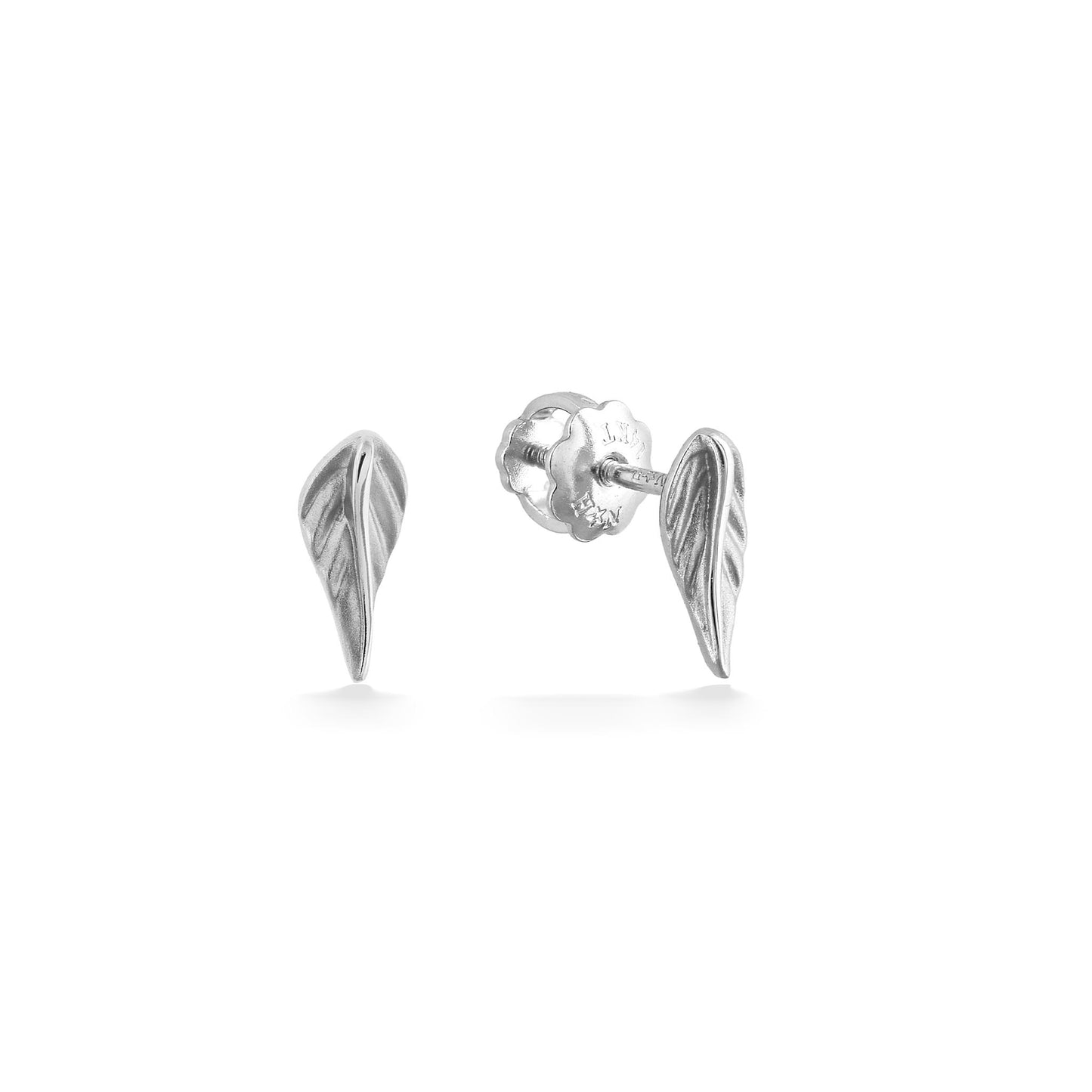 44757 - 14K White Gold - Na Keiki (Children's) Maile Leaf Stud Earrings
