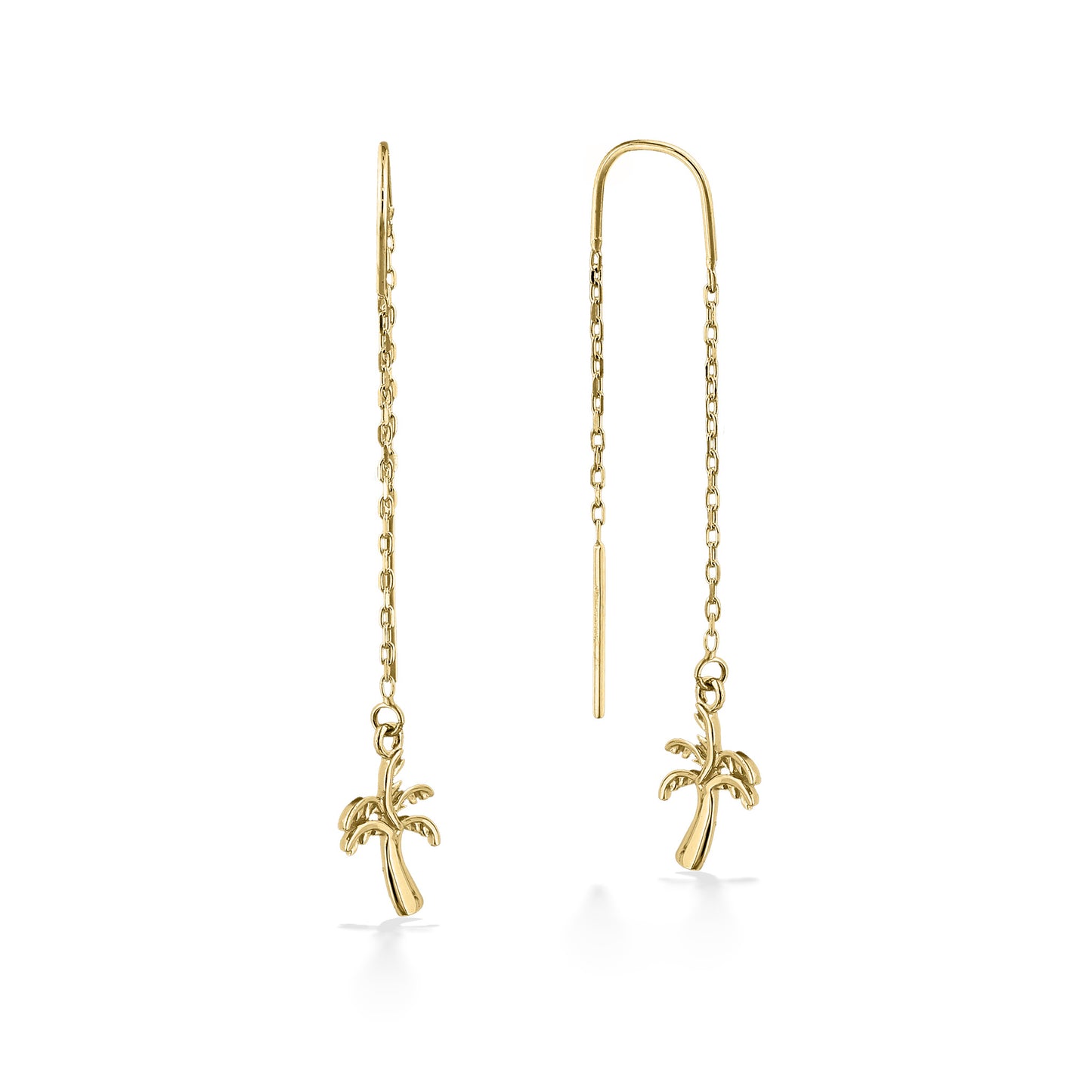 44776 - 14K Yellow Gold - Palm Tree Threader Earrings