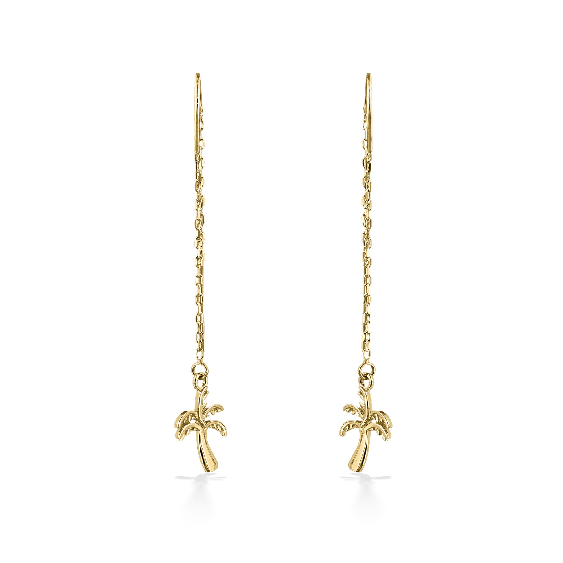 44776 - 14K Yellow Gold - Palm Tree Threader Earrings
