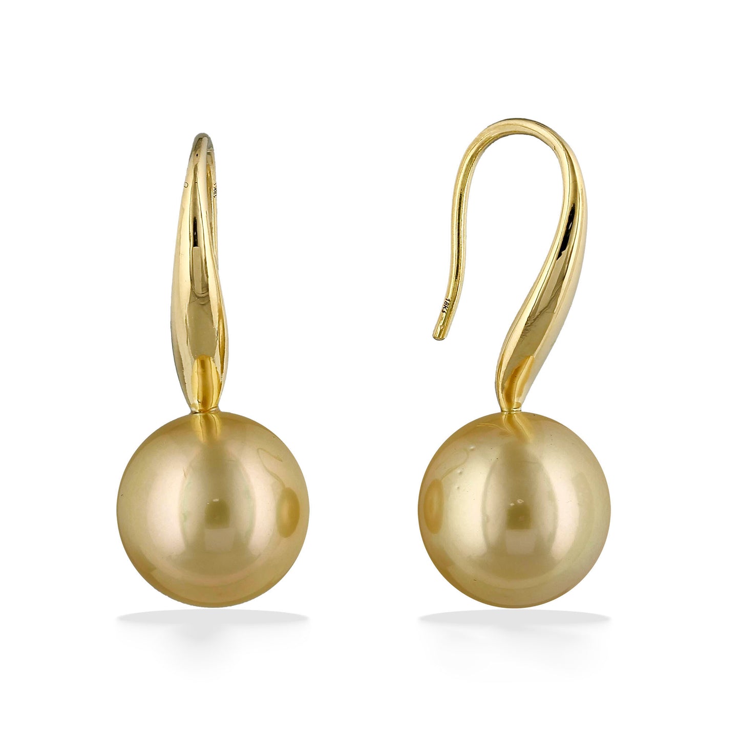44848 - 18K Yellow Gold - Golden South Sea Pearl Hook Earrings