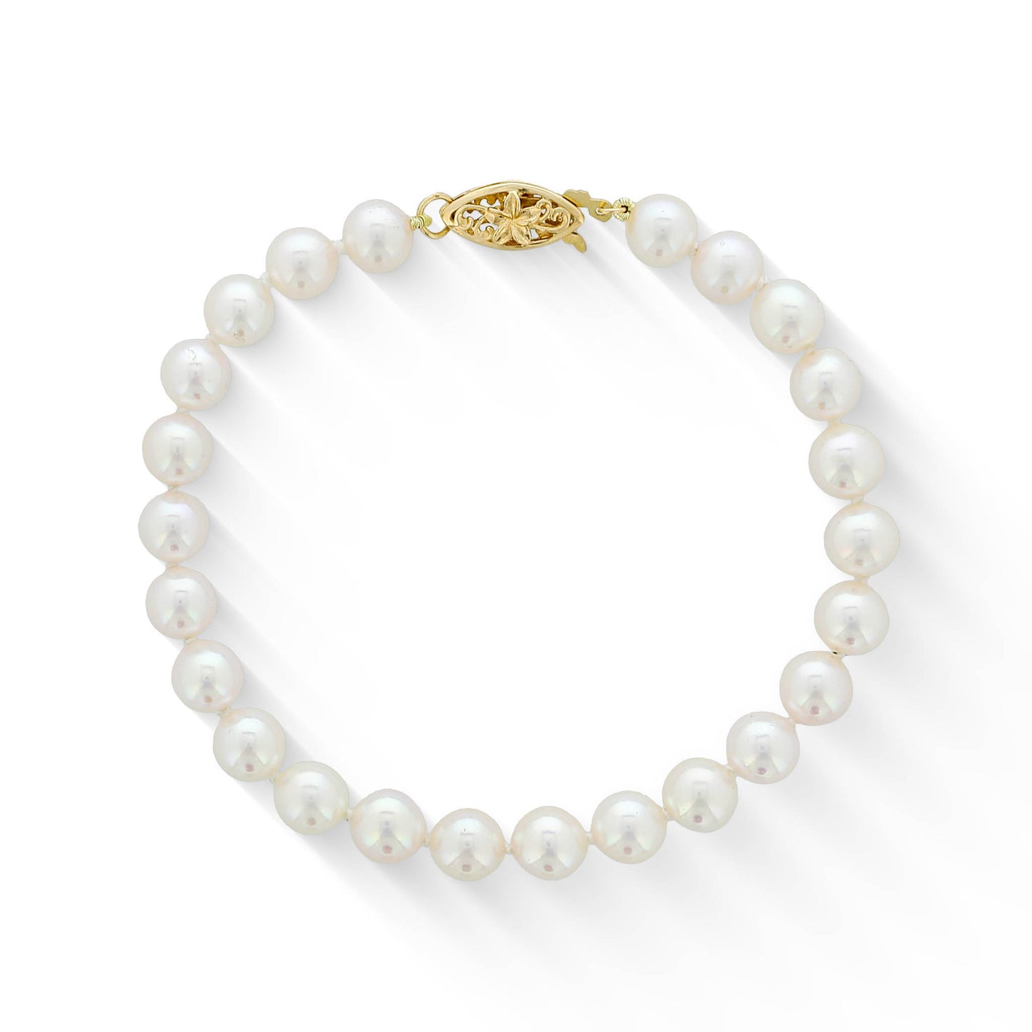 773538 - 14K Yellow Gold - White Akoya Pearl Bracelet