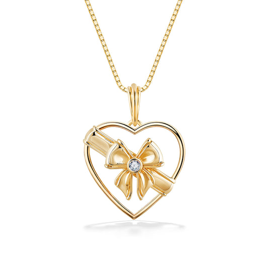 44868 - 14K Yellow Gold - Box of Chocolate Heart Pendant with Diamond
