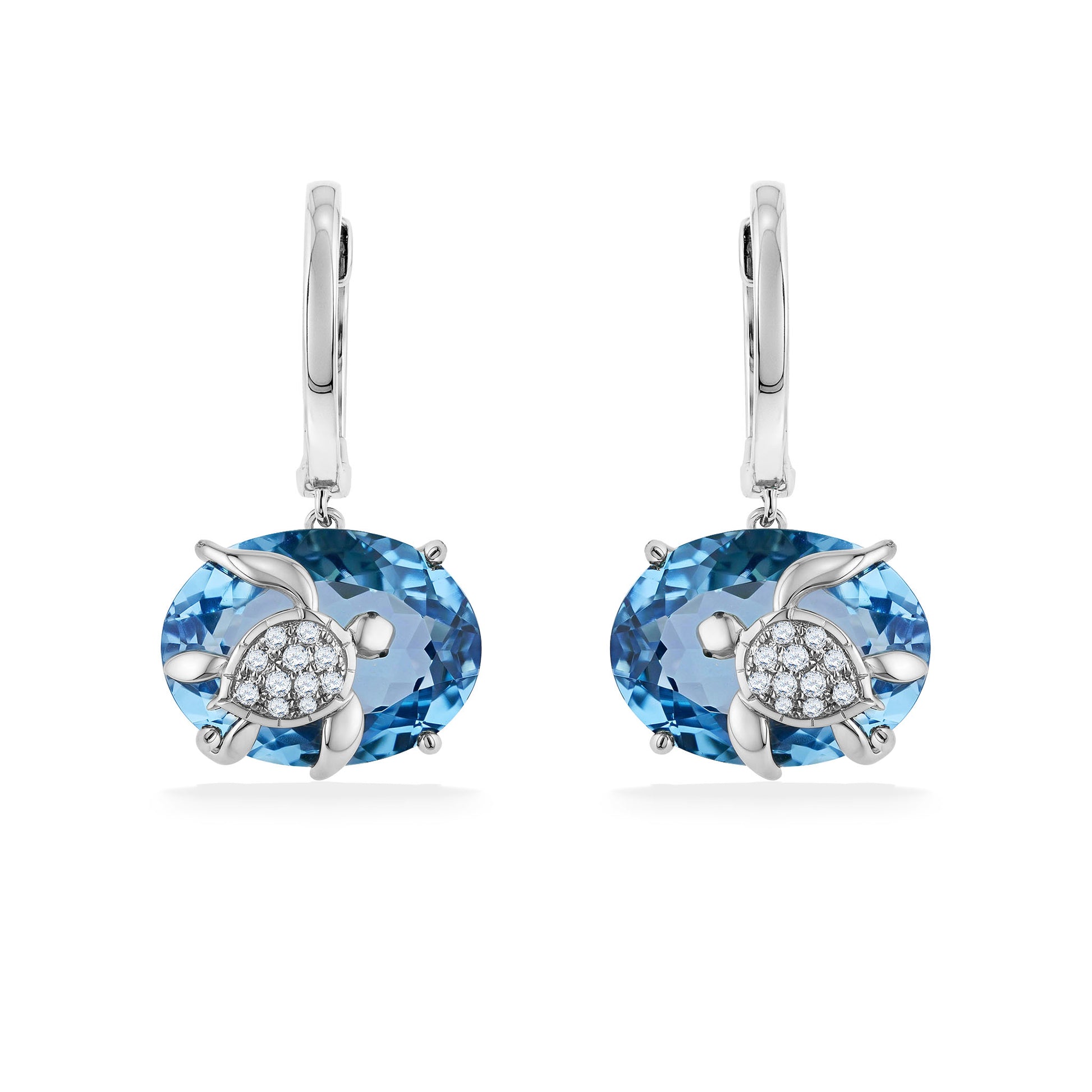 Effy Blue Topaz and Diamond Turtle Hooplet Earrings