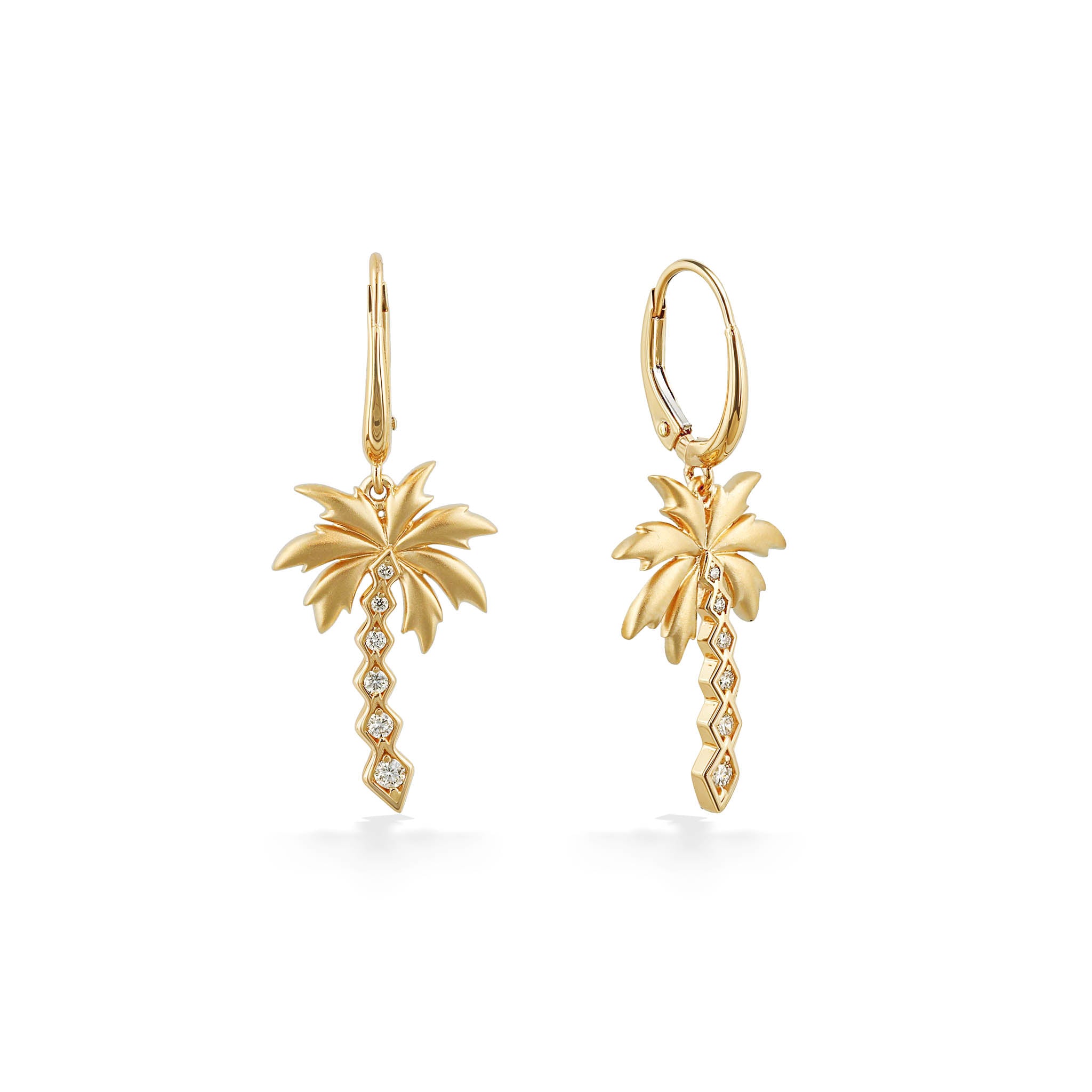 14k Yellow Gold Palm Tree Leverback Earrings / 2 D 並行輸入品 Kazi Luxury 14K White Gold Palm Tree Leverback Earrings
