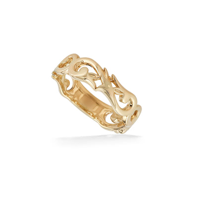 Nalani ring made in 14k yellow gold with filigree style design. The ring is size 7.00. Item No 45255