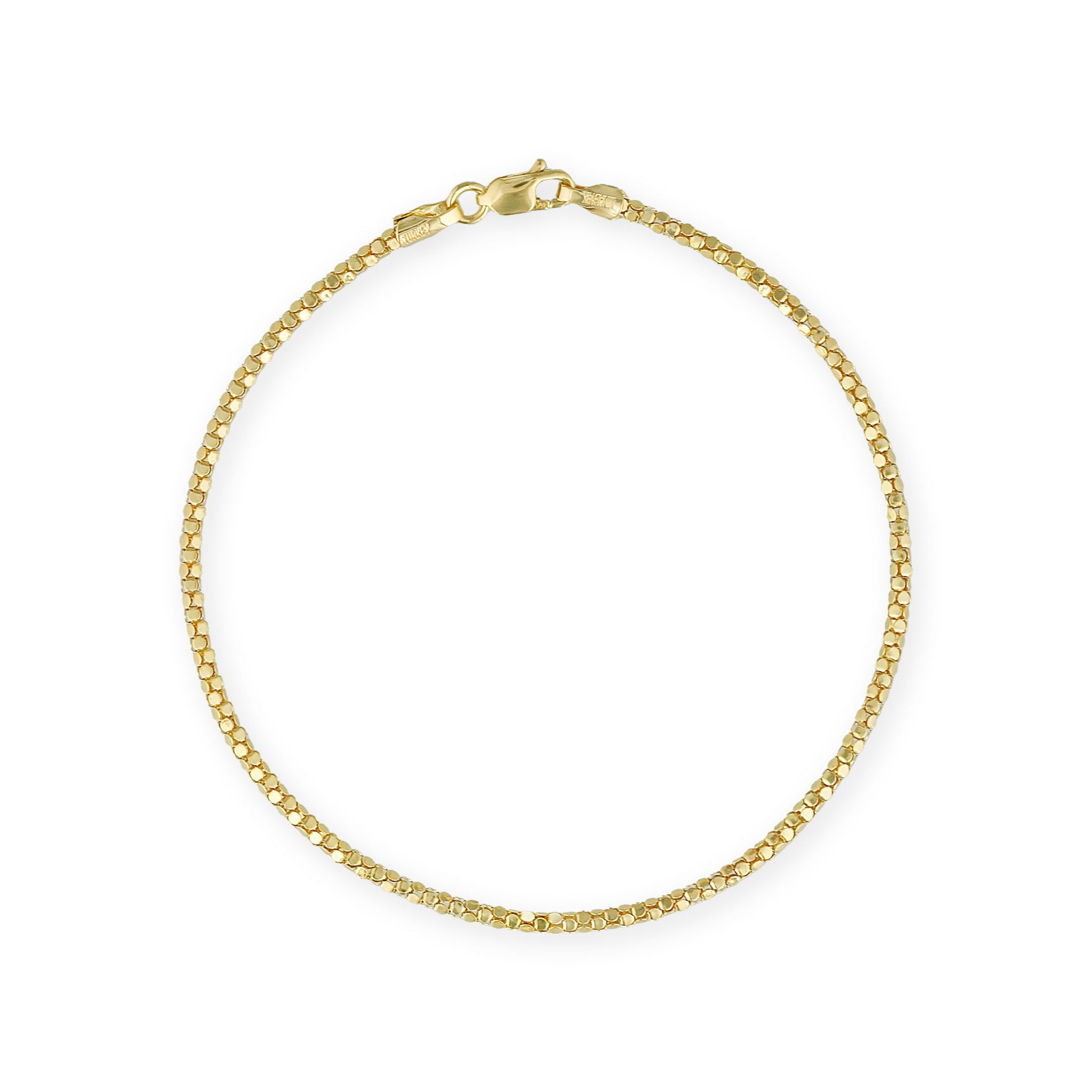 Mirror popcorn bracelet made in 14k yellow gold, featuring rounded, reflective links & a lobster clasp. Item No. 774211