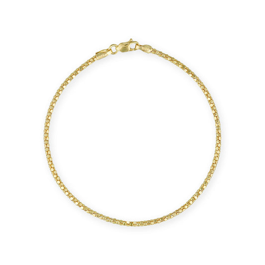 Mirror popcorn bracelet made in 14k yellow gold, featuring rounded, reflective links & a lobster clasp. Item No. 774211