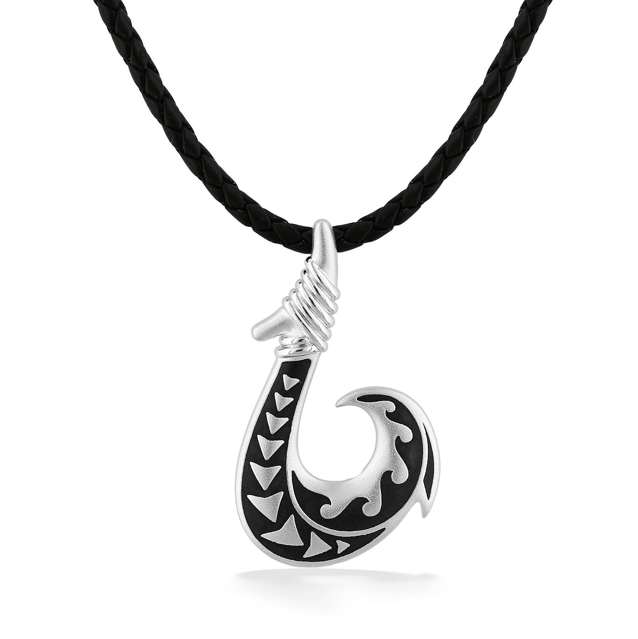 Tattoo Fishhook Pendant – Hawaiian Sterling Silver Necklace – Na Hoku