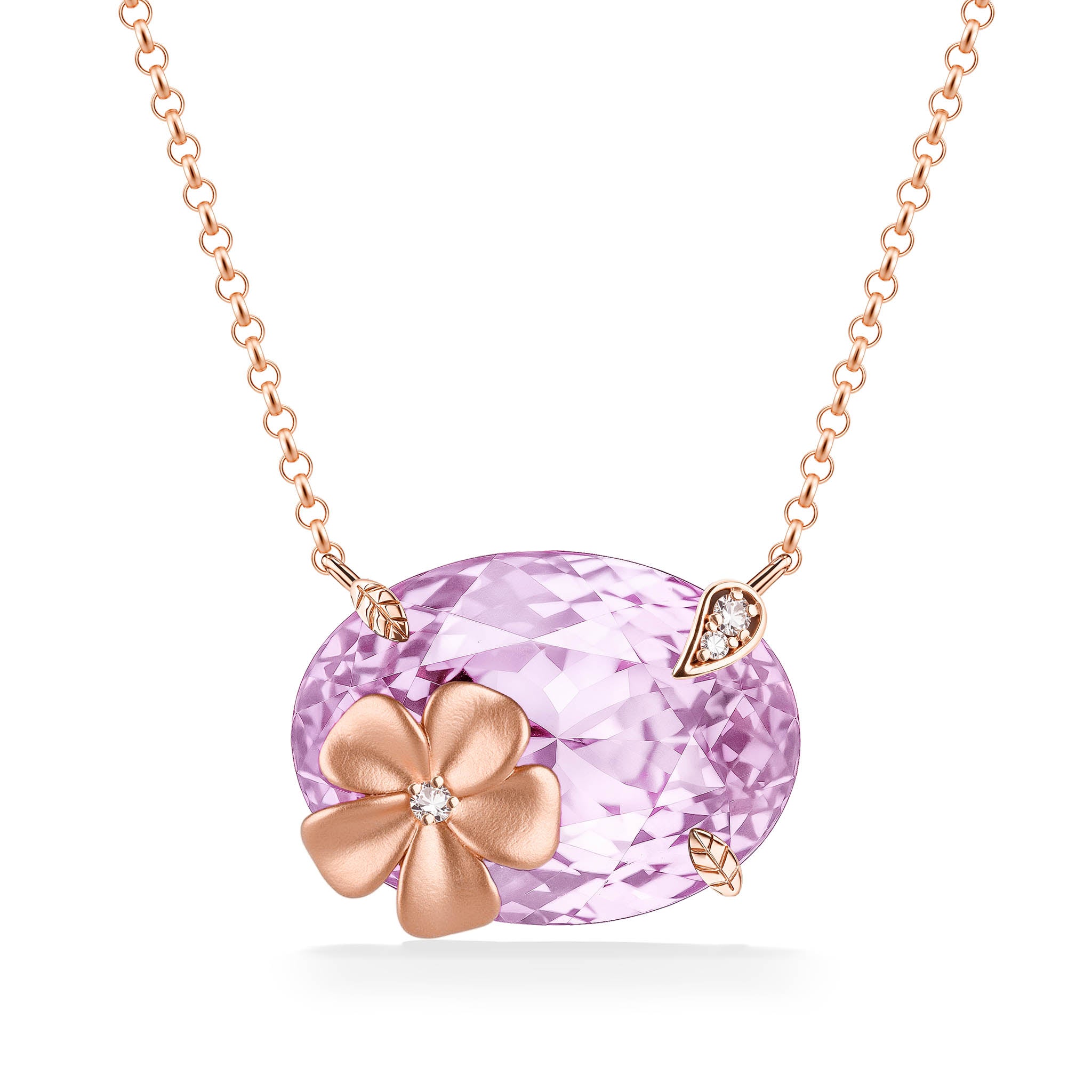 Effy Plumeria Necklace with Pink Amethyst & Diamonds–Na Hoku