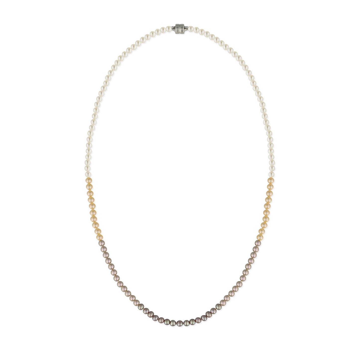 Multicolor ombre freshwater 3.5-4mm pearl strand choker necklace with magnetic sterling silver clasp. Item No. 774338