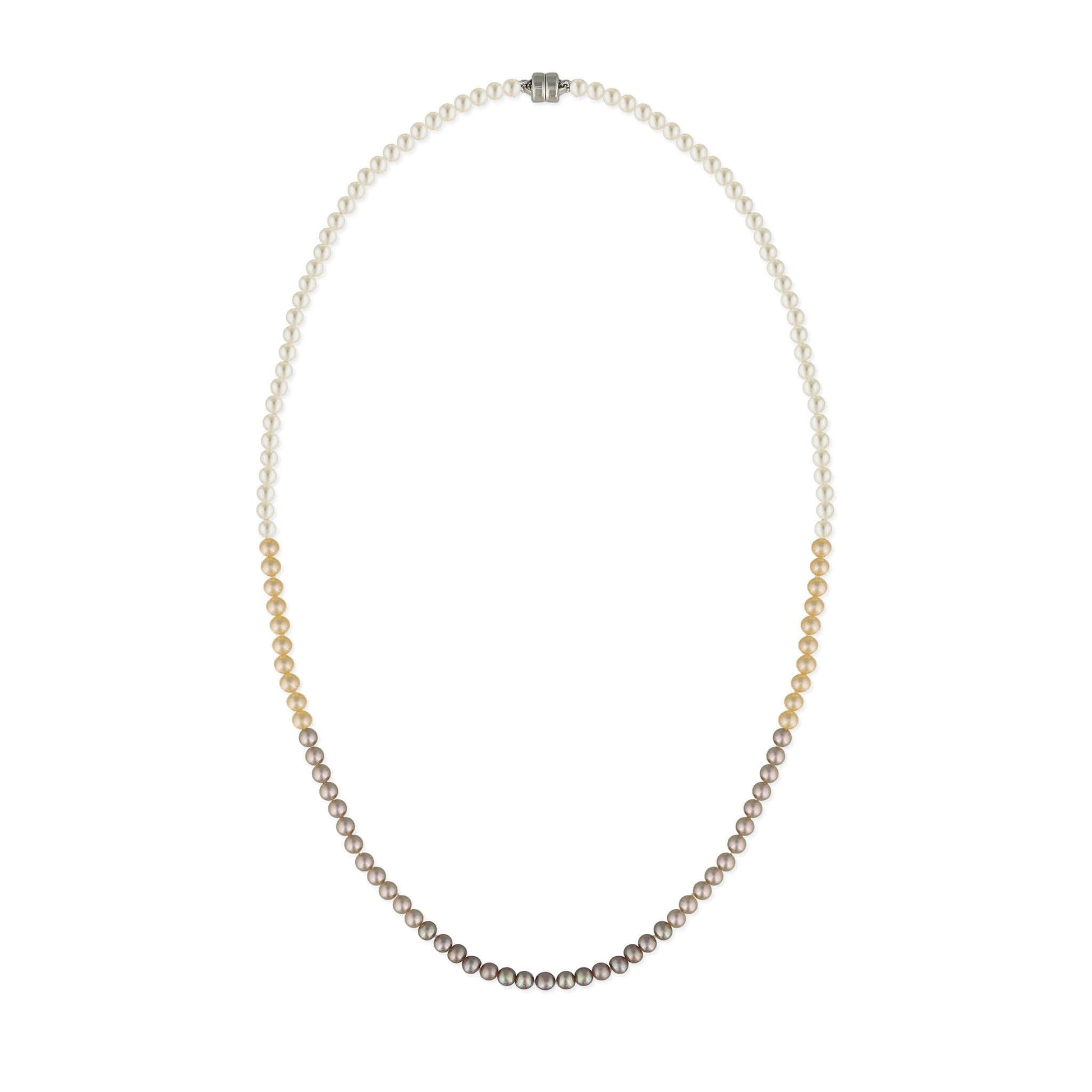 Multicolor ombre freshwater 3.5-4mm pearl strand choker necklace with magnetic sterling silver clasp. Item No. 774338