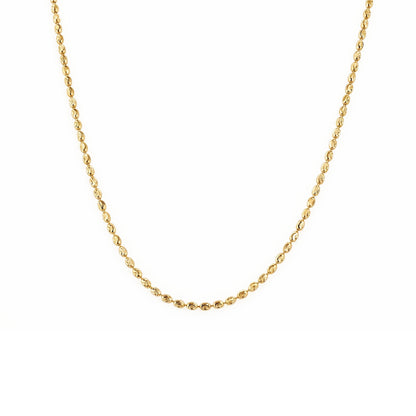 14K yellow gold 2mm diamond cut oval bead chain 18 inch. Item No. 774416