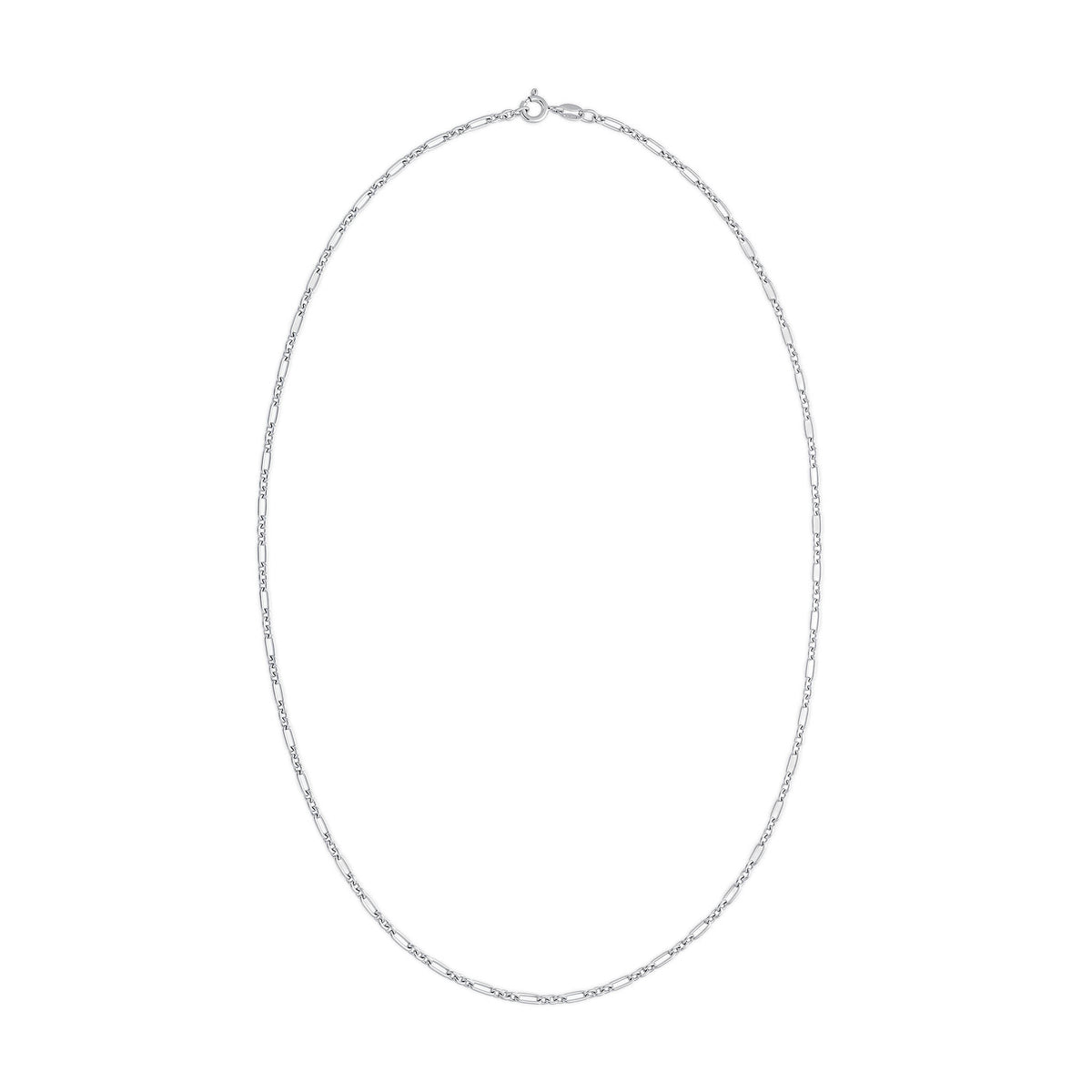 Sterling silver mixed link chain necklace in full view. Item No. 774684