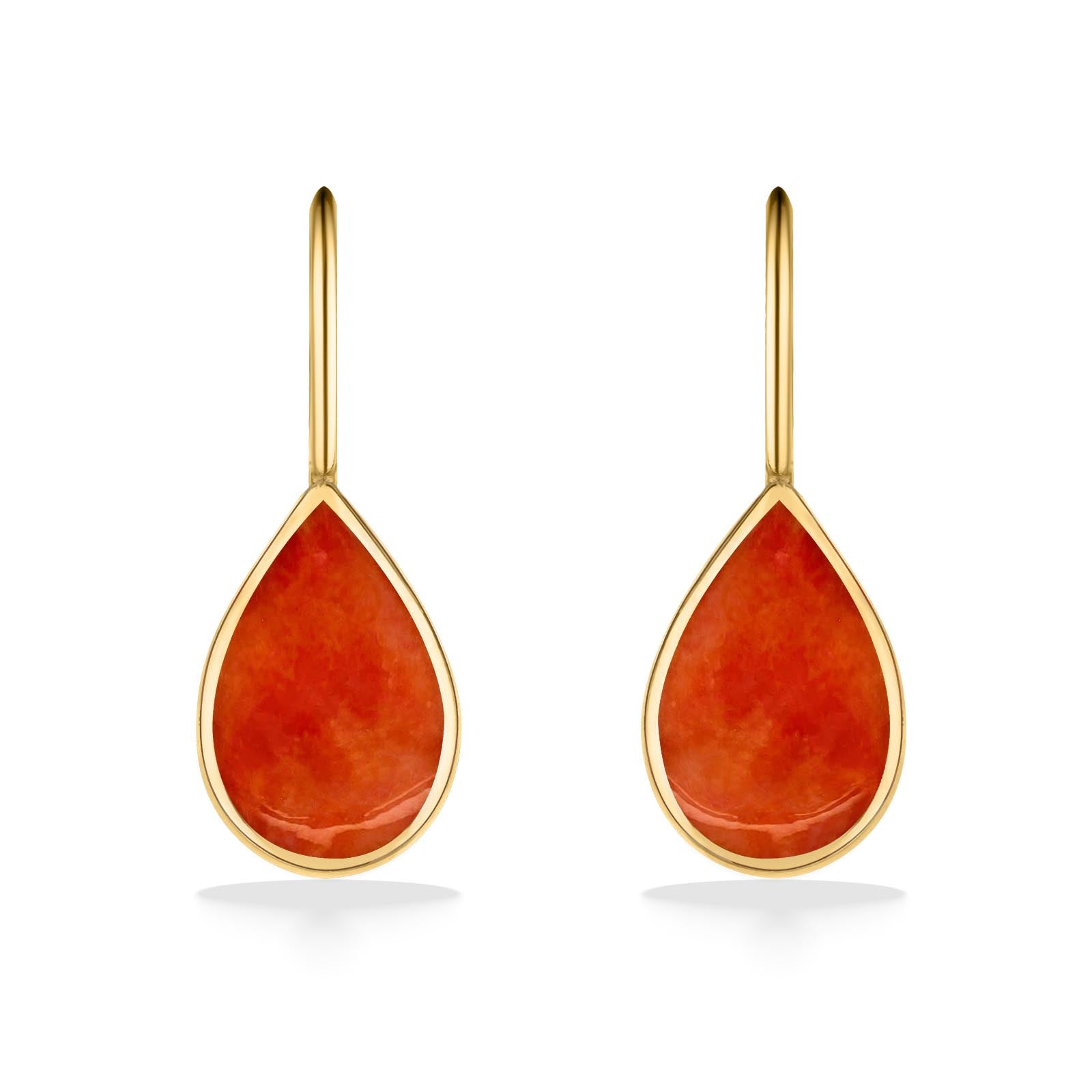 765434 - 14K Yellow Gold - Kabana Pear Shaped Inlay French Wire Earrings
