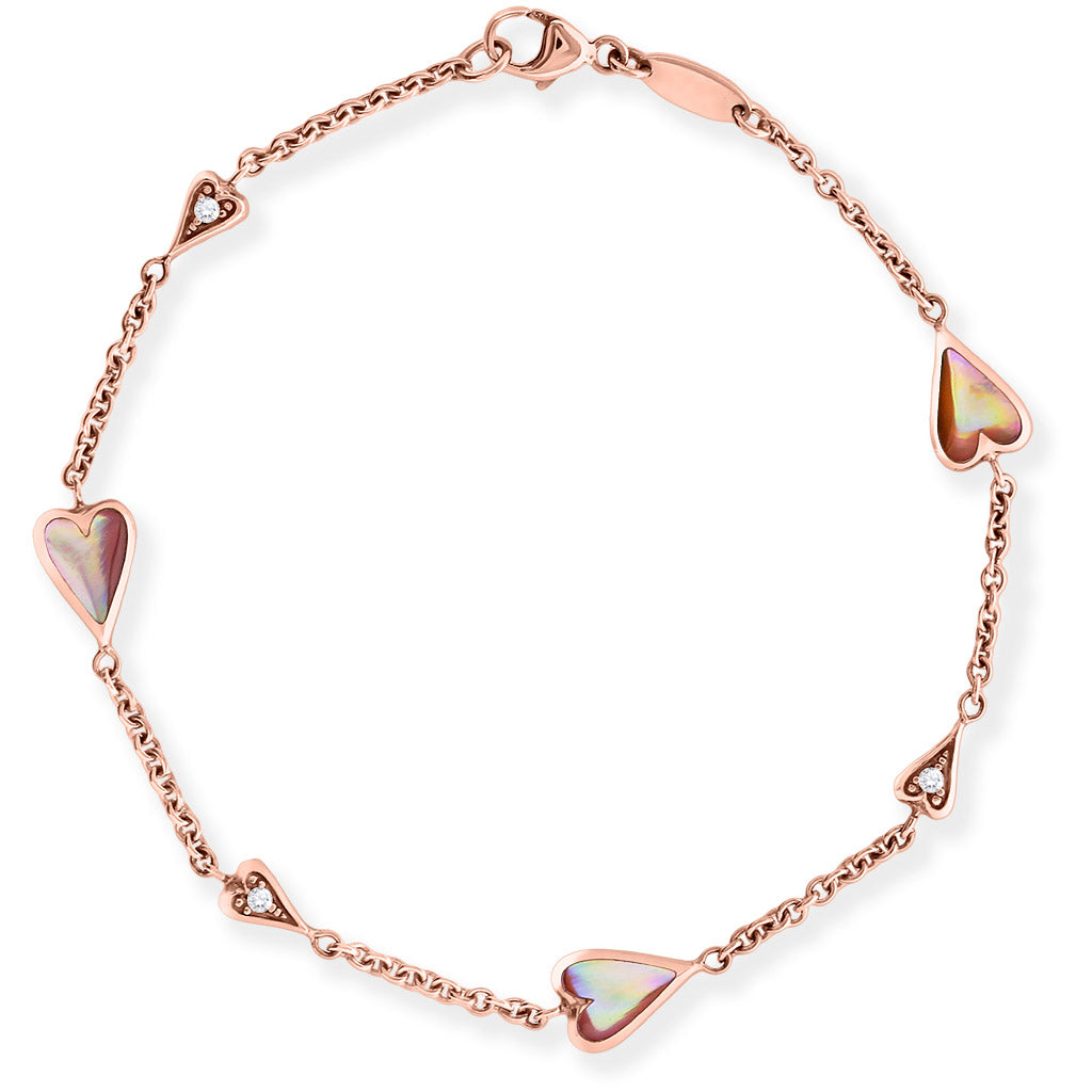 766428 - 14K Rose Gold - Kabana Blush Heart Bracelet