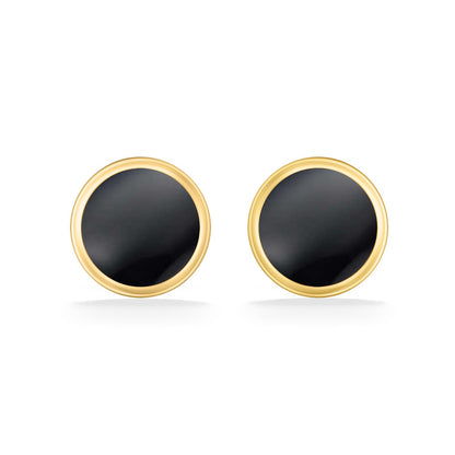 767591 - 14K Yellow Gold - Kabana Round Inlay Stud Earrings
