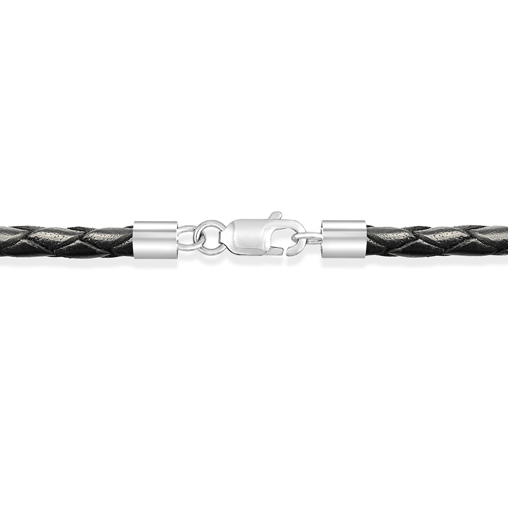 768464 - Sterling Silver - Black Braided Leather Cord