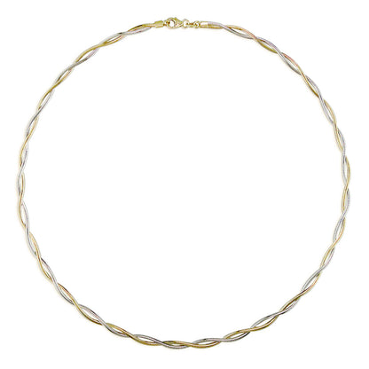 762182 - 14K White Gold and 14K Yellow Gold - 17" Twisted Two-Toned Omega Necklace
