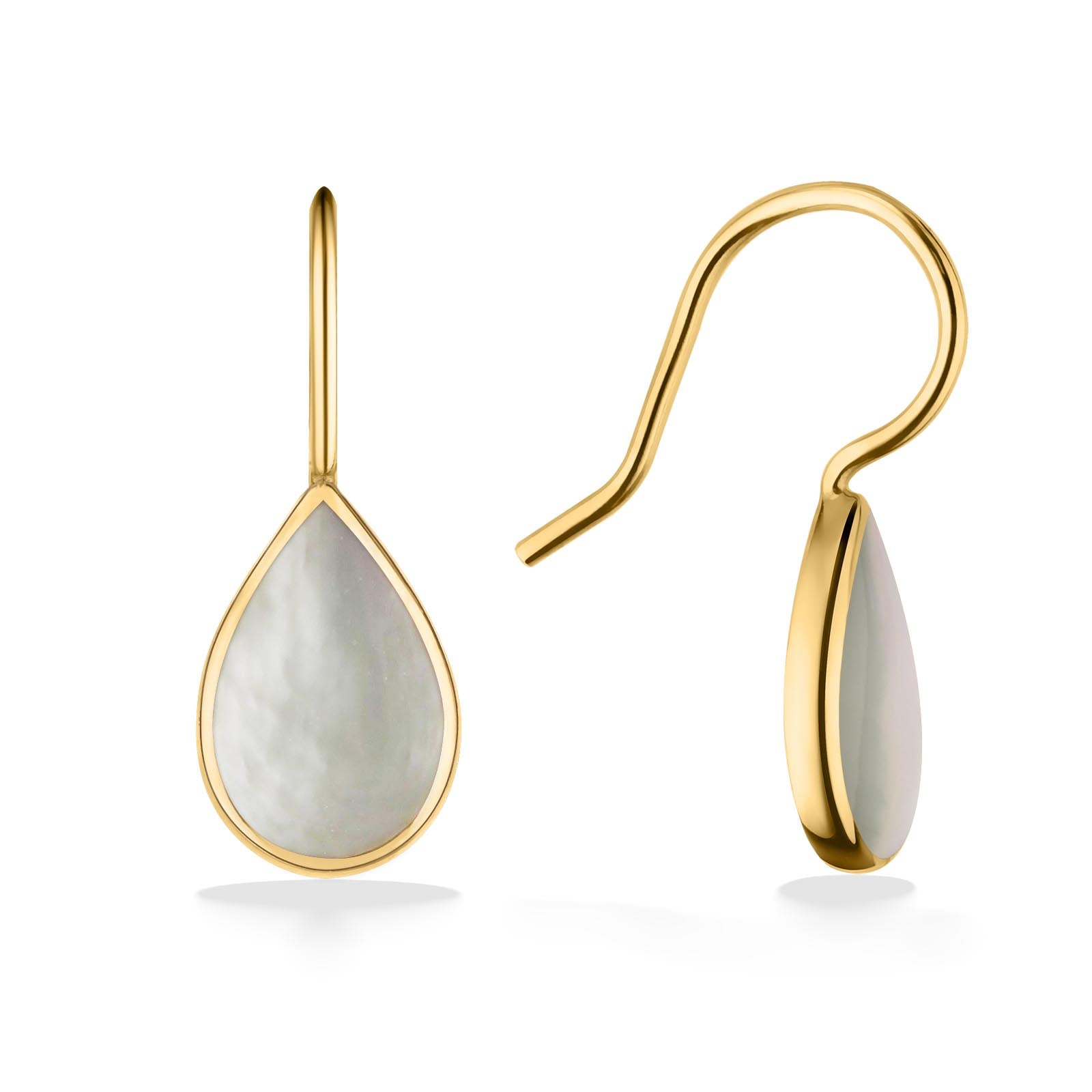 761729 - 14K Yellow Gold - Kabana Pear Shaped Inlay French Wire Earrings