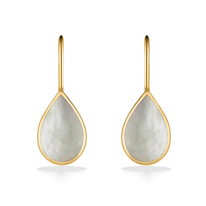 761729 - 14K Yellow Gold - Kabana Pear Shaped Inlay French Wire Earrings