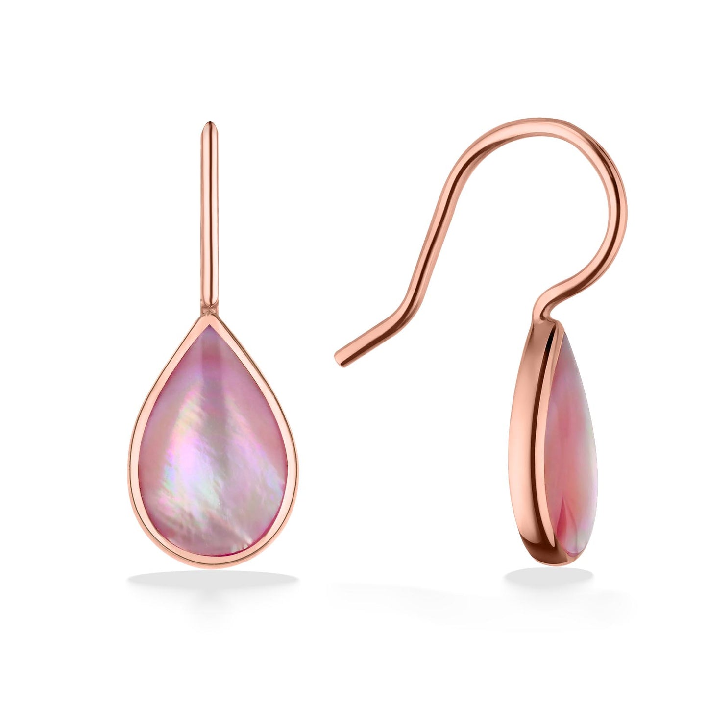 761730 - 14K Rose Gold -  Kabana Pear Shaped Inlay French Wire Earrings