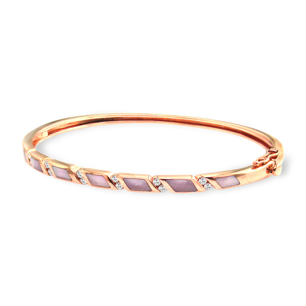 761762 - 14K Rose Gold - Kabana Inlay Hinged Bangle Bracelet
