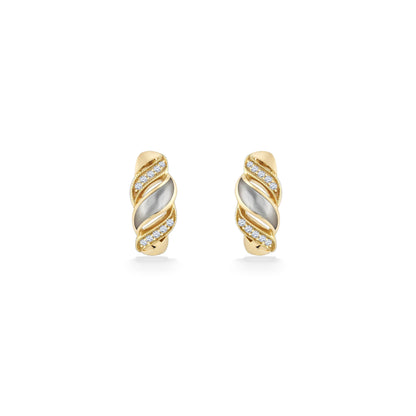 869737 - 14K Yellow Gold - Kabana Inlay Hinged Earrings