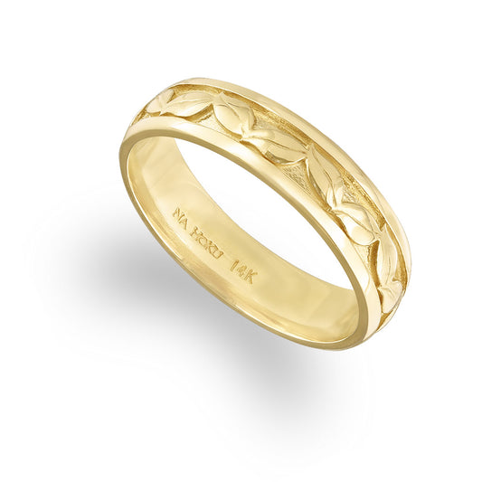 40469 - 14K Yellow Gold - Maile Leaf Band