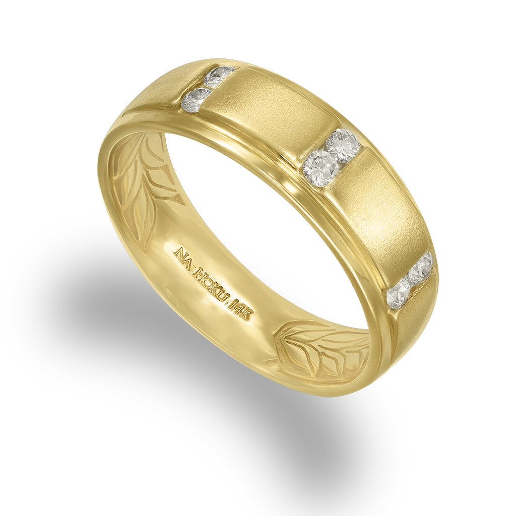 40492 - 14K Yellow Gold - Maile Leaf Men's Band